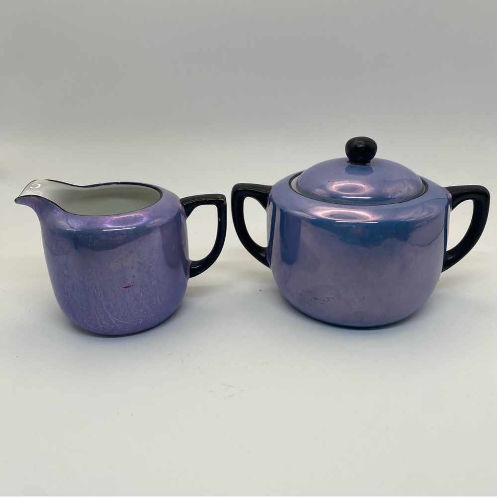 Noritake art deco lusterware sugar and‎ creamer